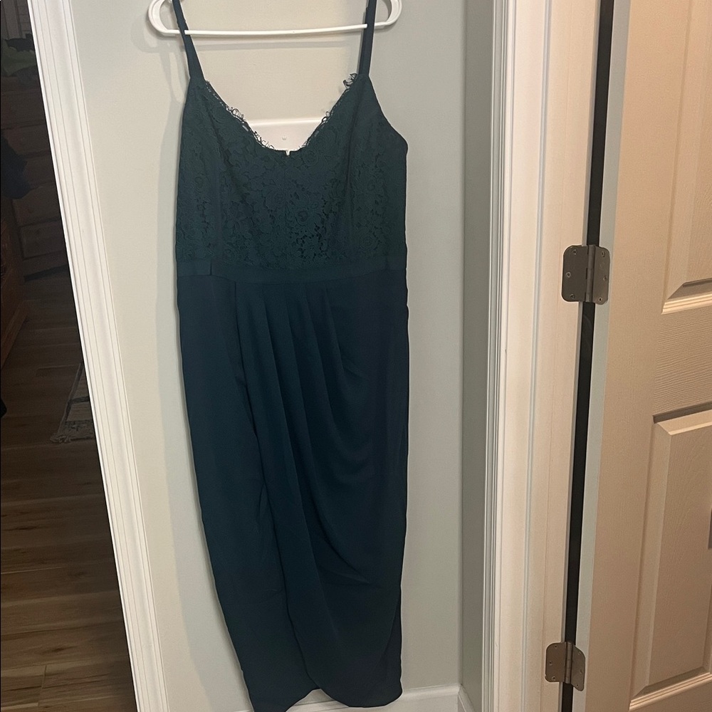 City Chic Dark Green Lace Midi Dress